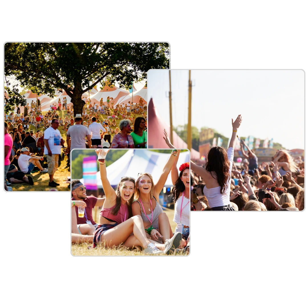 een polaroid collage van drie verschillende foto's van het Hello Festival in Emmen